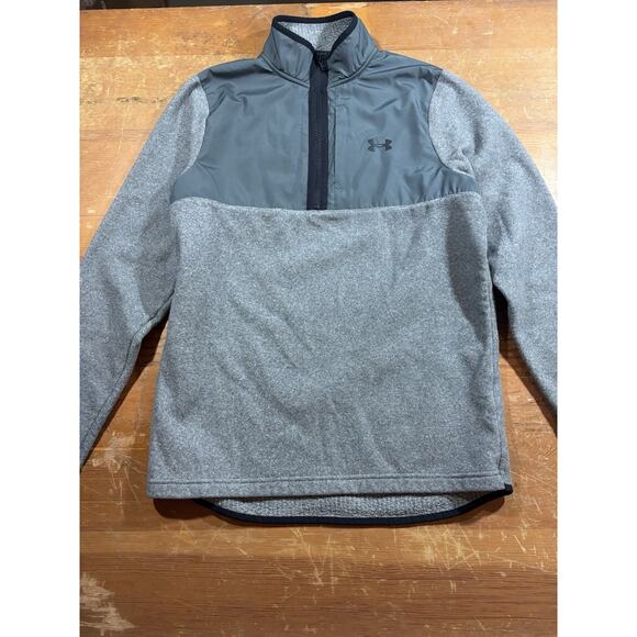 Under Armour ColdGear 1/4 Zip Fleece Pullover Men’s Small Gray Loose Fit - Picture 1 of 6